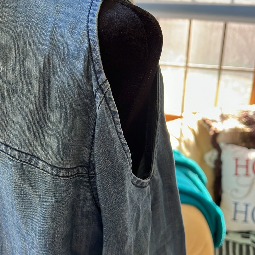Cold, Shoulder, Button-Down Denim M - image 7